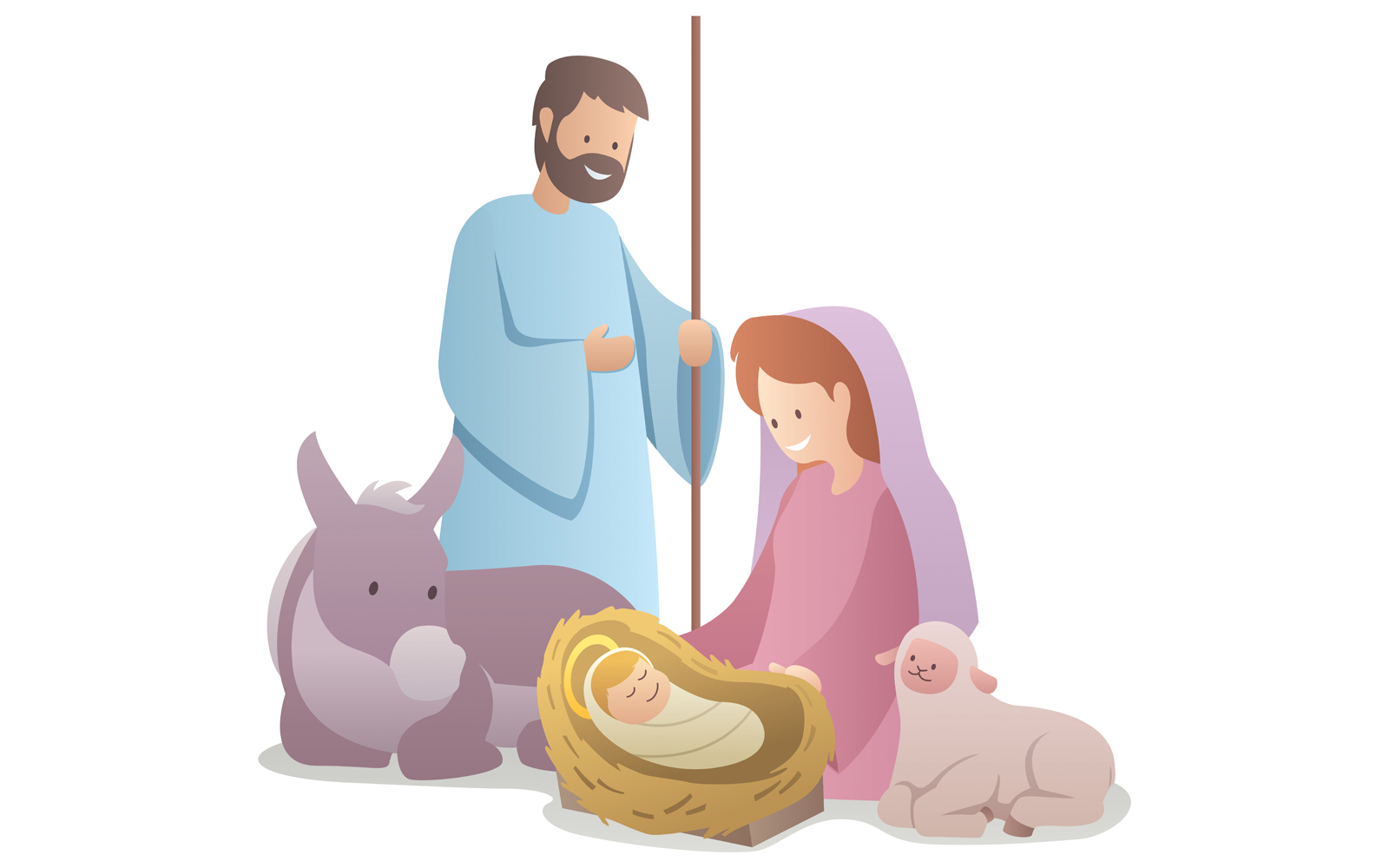 Nativity Scene on White - Illustration