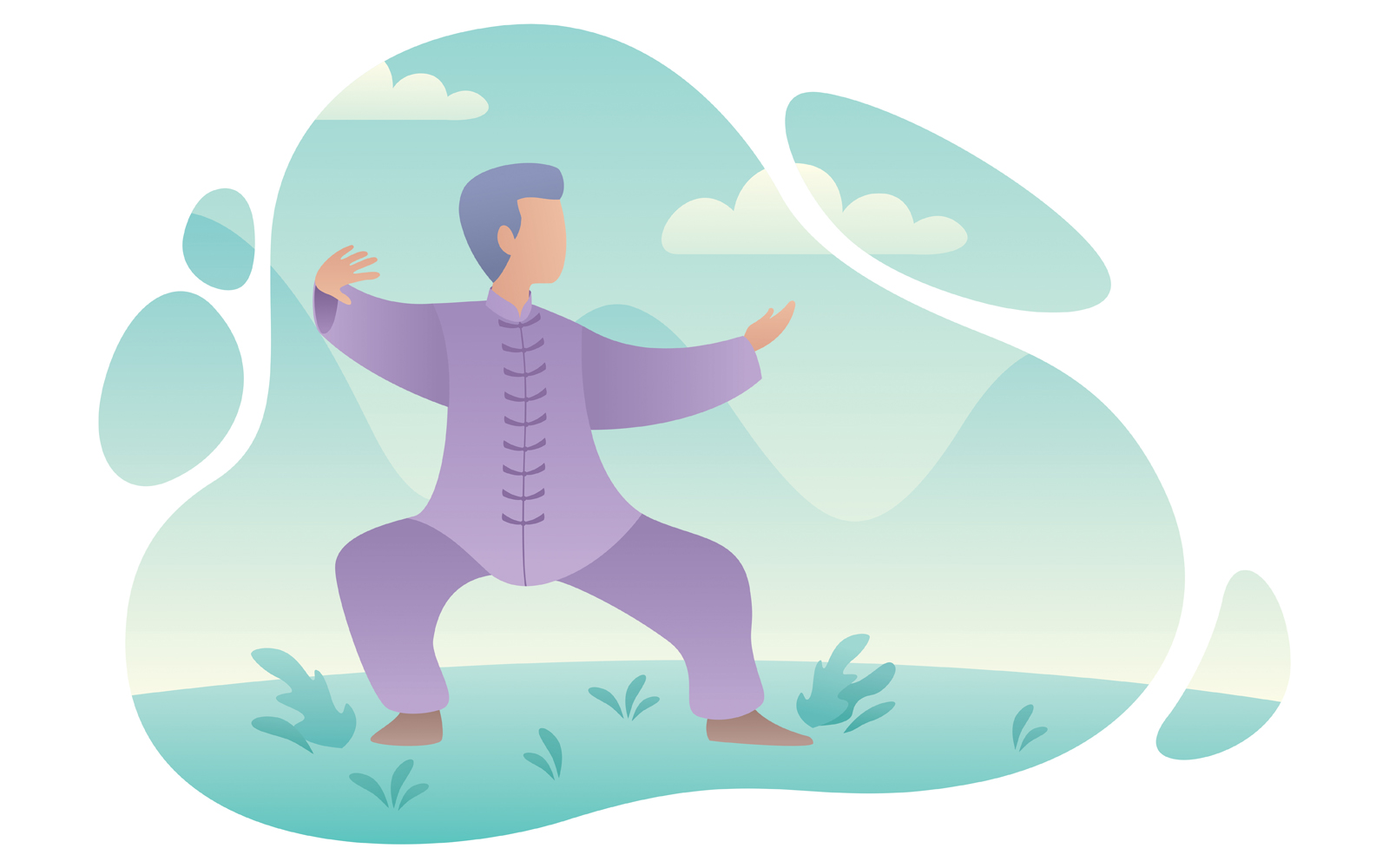 Qigong Practicing Woman - Illustration