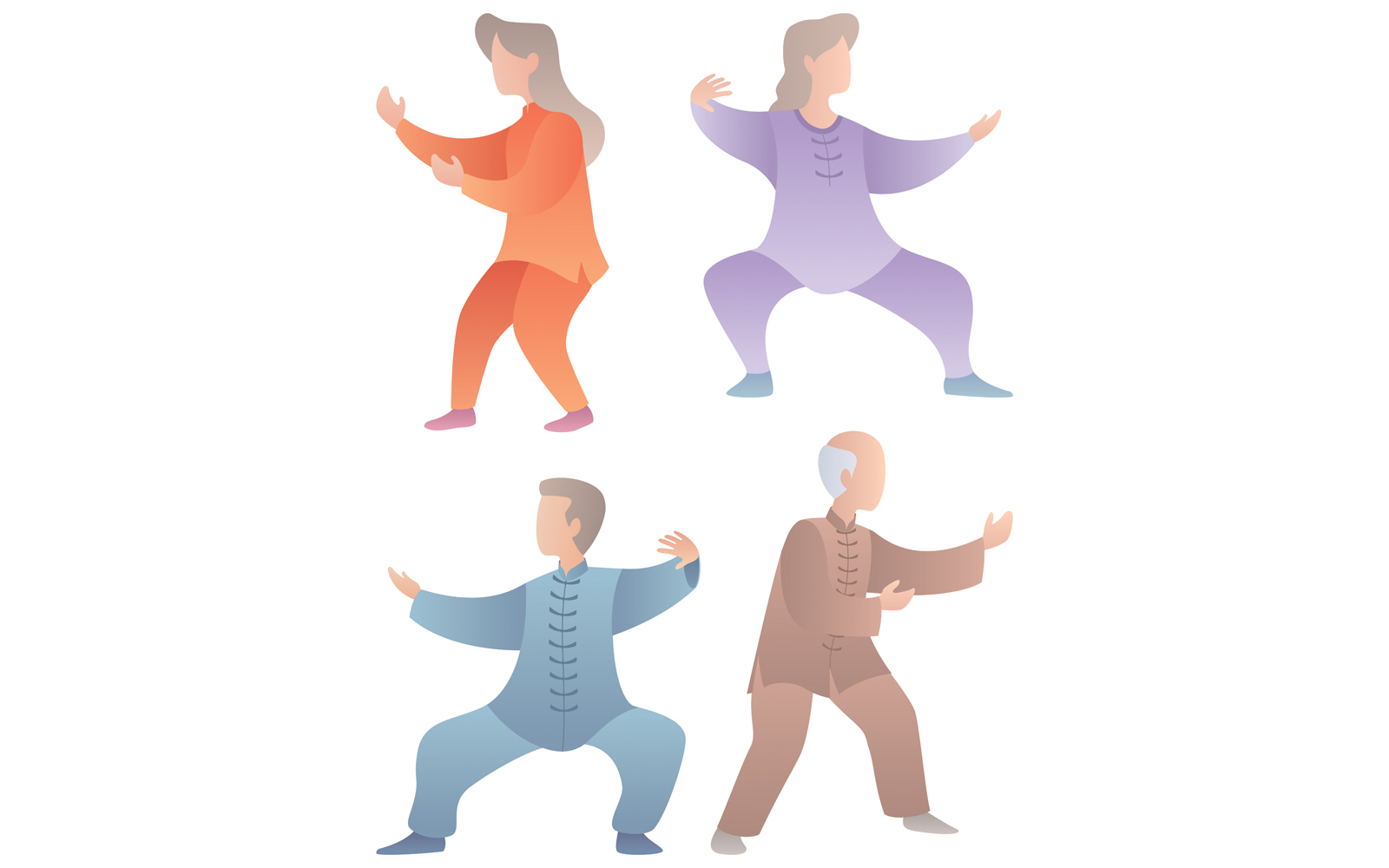 Qigong Senior Characters Set - Illustration