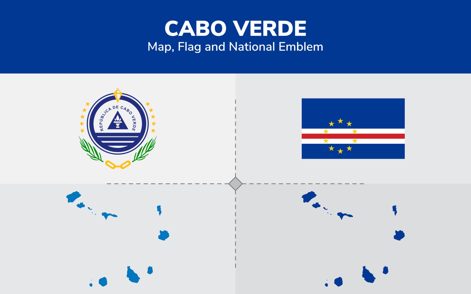 Cabo Verde Map, Flag and National Emblem - Illustration