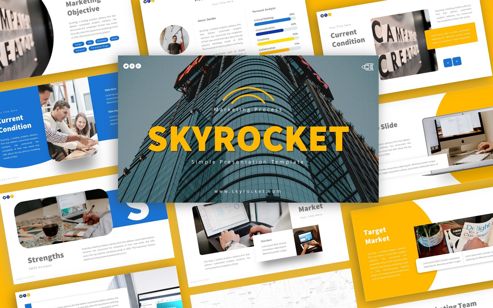 Skyrocket Marketing Presentation PowerPoint template