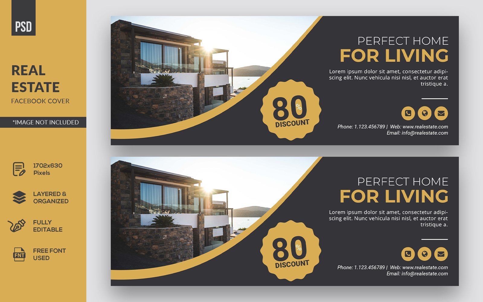 Minimalist Real Estate Facebook Cover Social Media Template