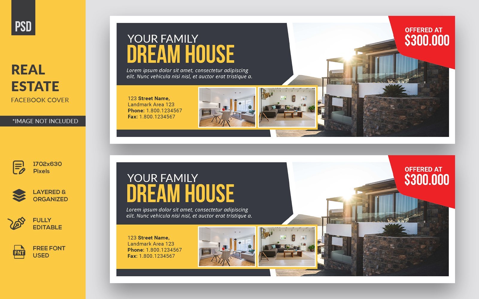 Creative Design Real Estate Facebook Cover Social Media Template