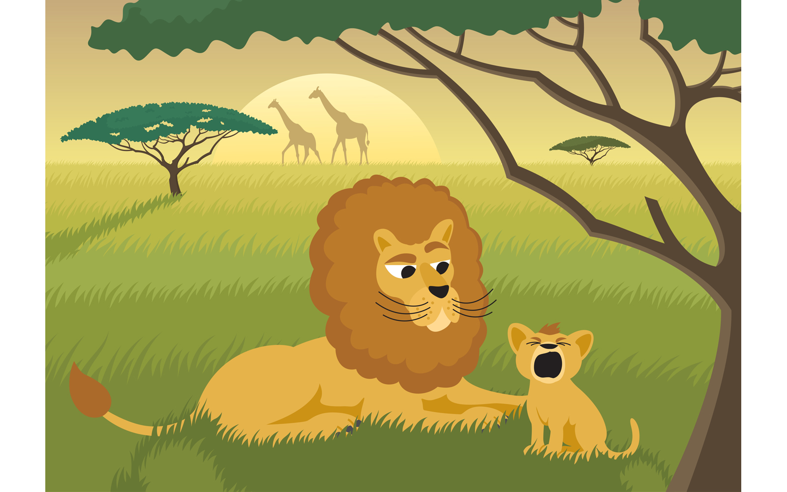 Lions in the Wild - Illustration
