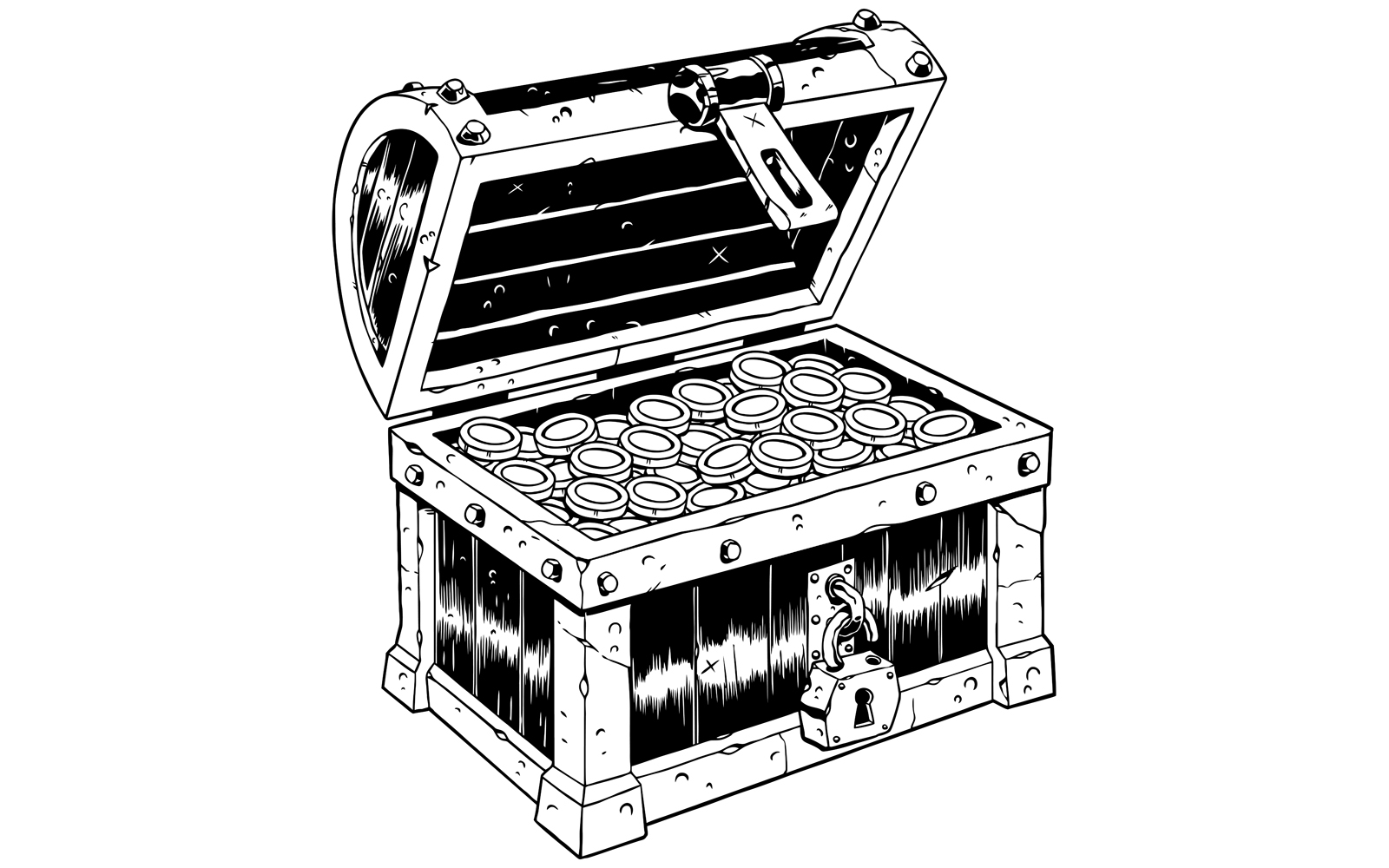 Treasure Chest Line Art - Illustration