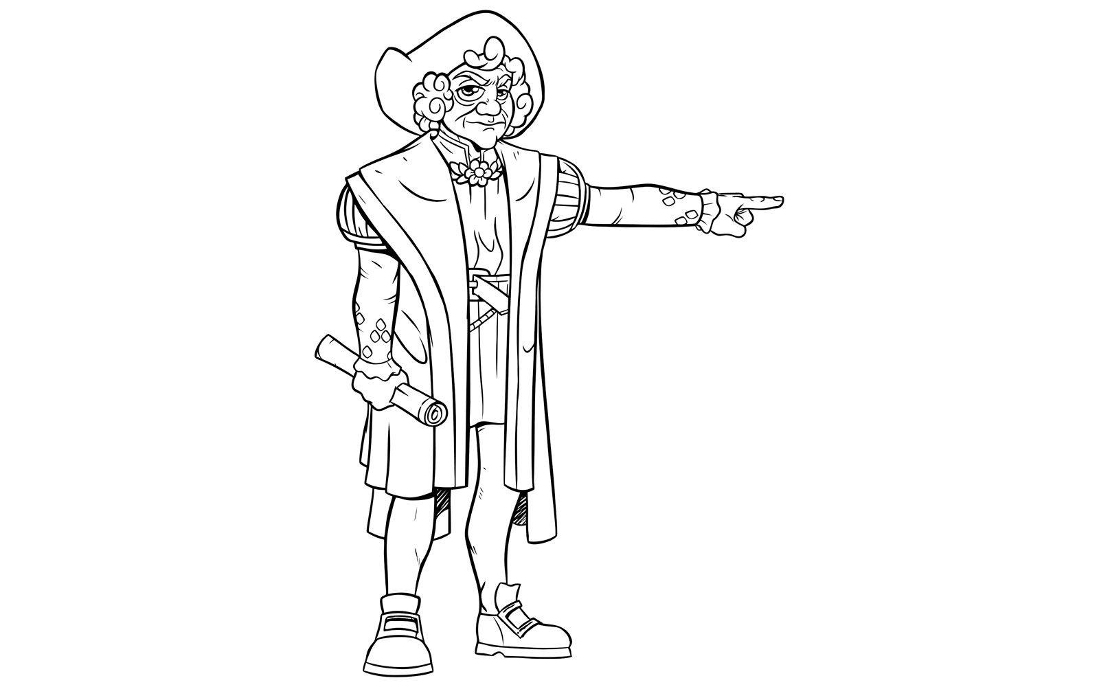 Christopher Columbus Line Art - Illustration