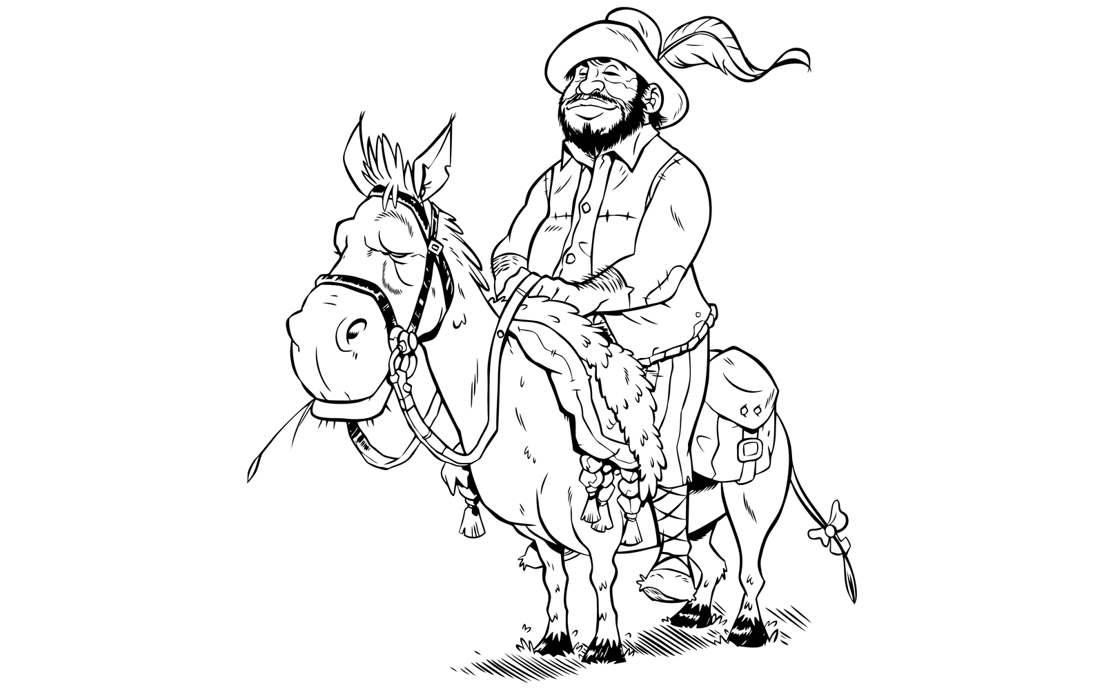 Sancho Panza Line Art - Illustration