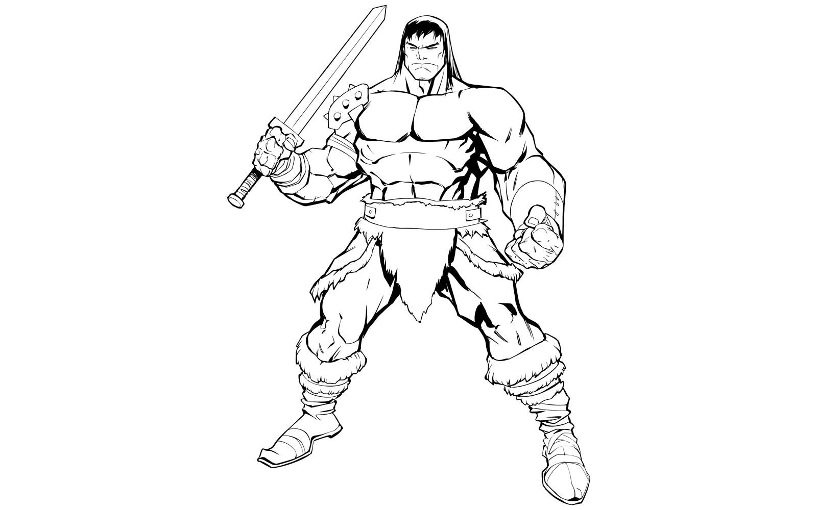 Barbarian Line Art - Illustration