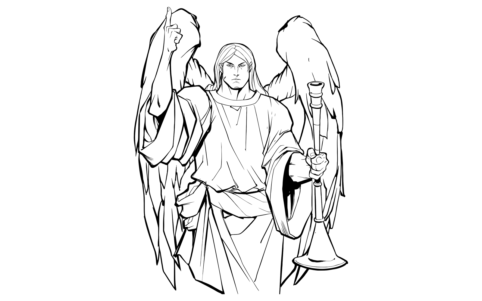 Archangel Gabriel Line Art - Illustration