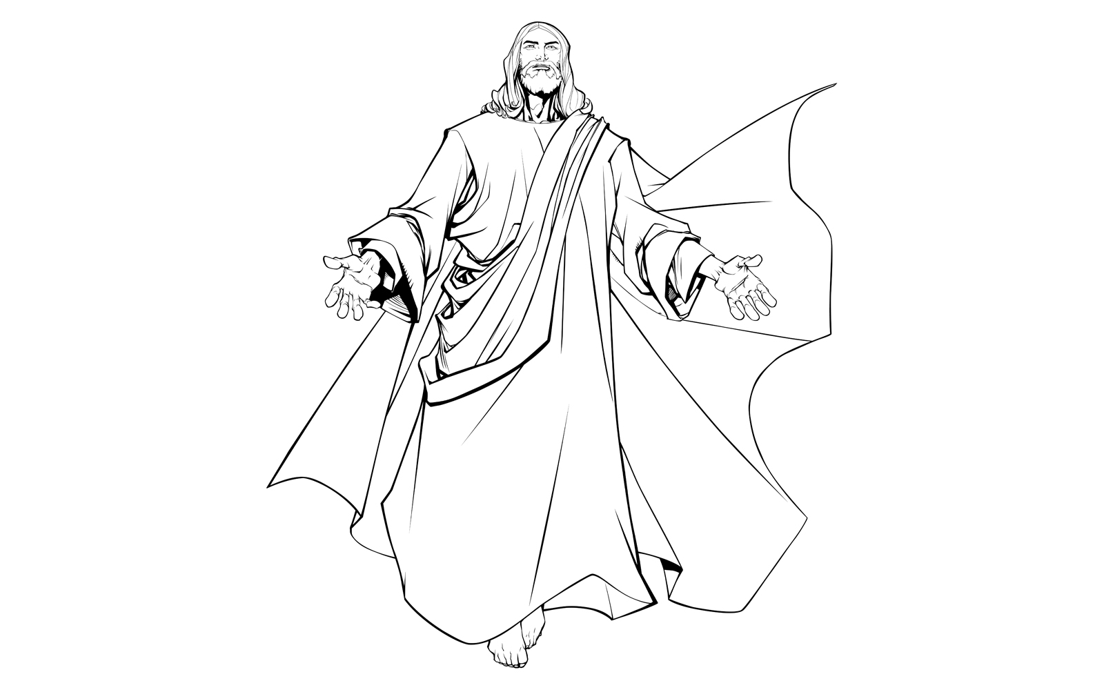 Jesus Open Arms Line Art - Illustration