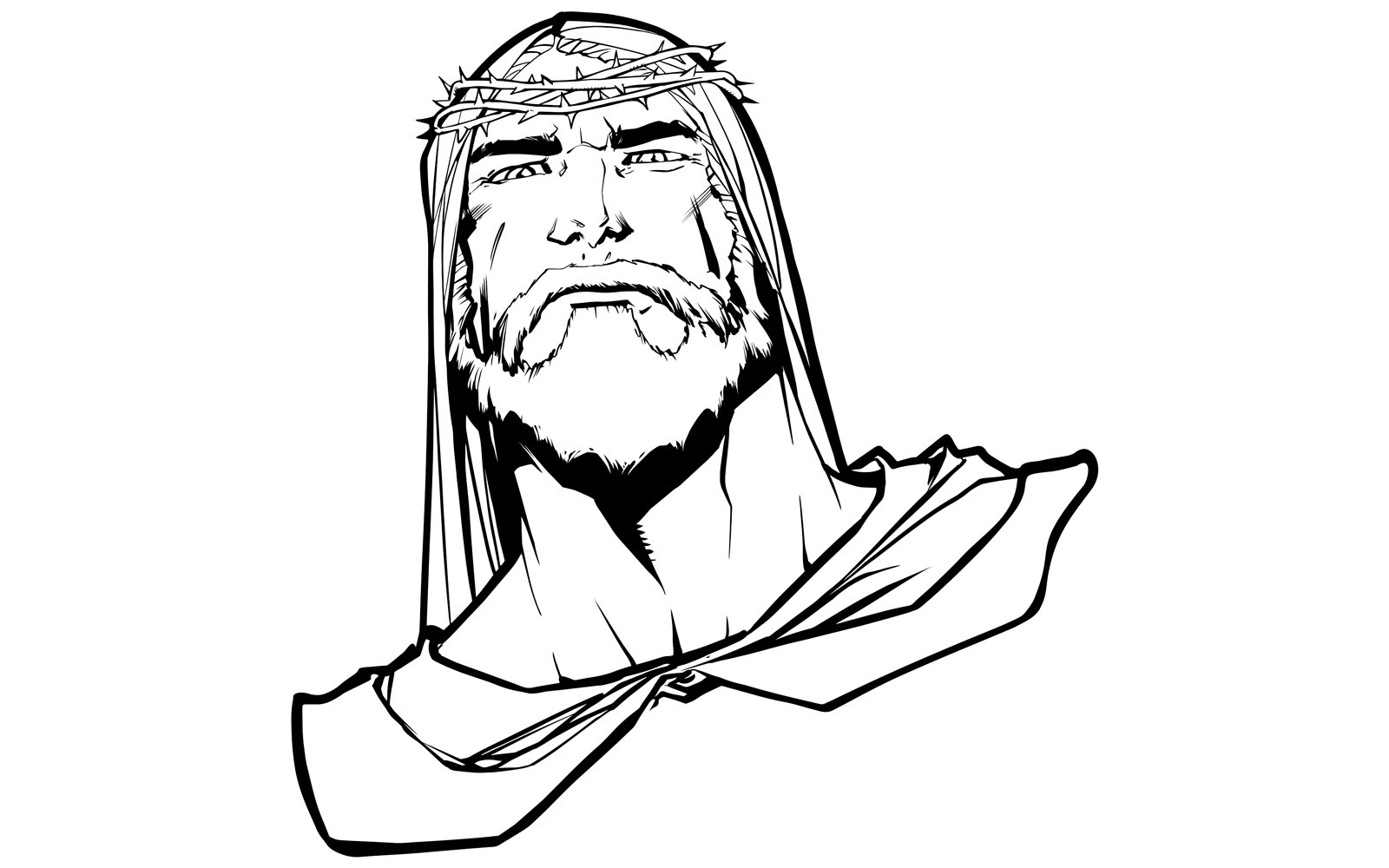 Jesus Portrait 3 Line Art - Illustration