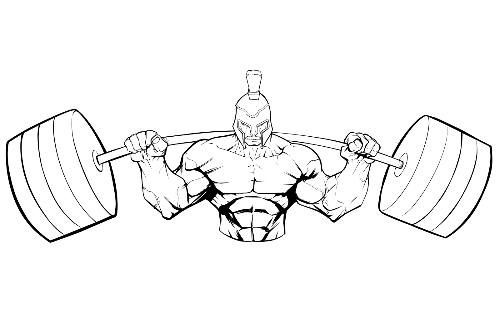 Spartan Gym Mascot Grit Line Art - Illustration