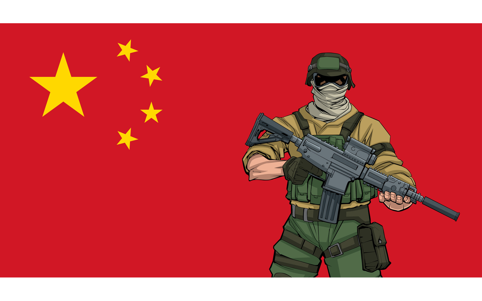 Chinese Soldier Background - Illustration