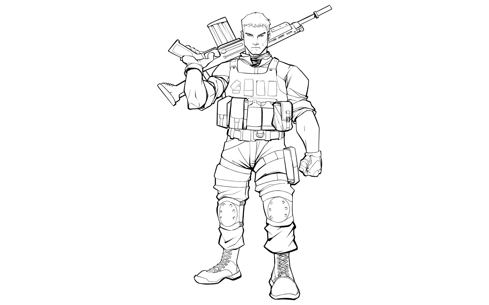 Soldier Line Art - Illustration