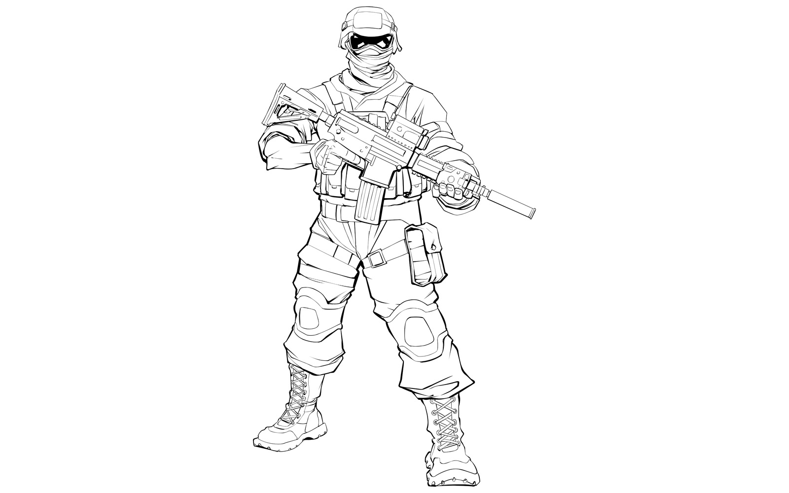 Soldier Line Art - Illustration