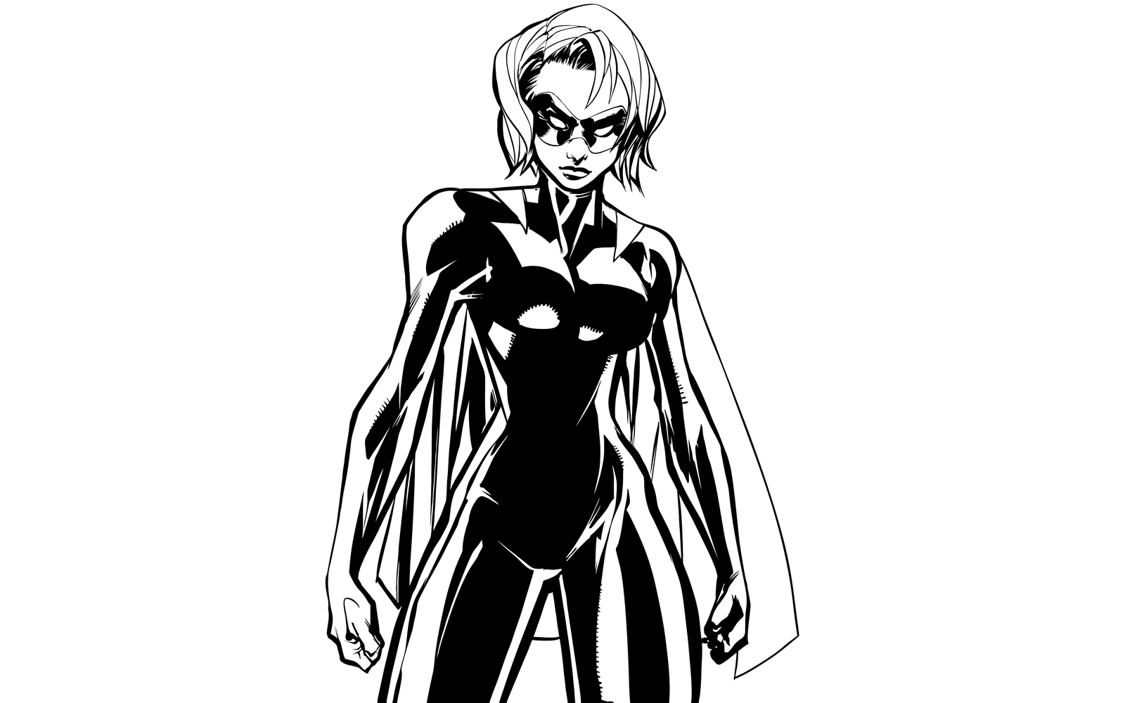 Superheroine Battle Mode Line Art - Illustration