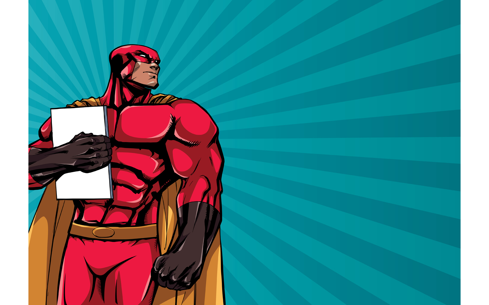 Superhero Holding Book Ray Light Background - Illustration