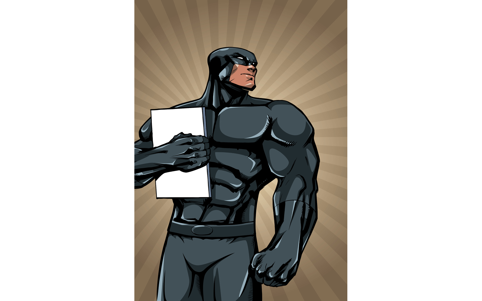 Superhero Holding Book Ray Light Vertical - Illustration