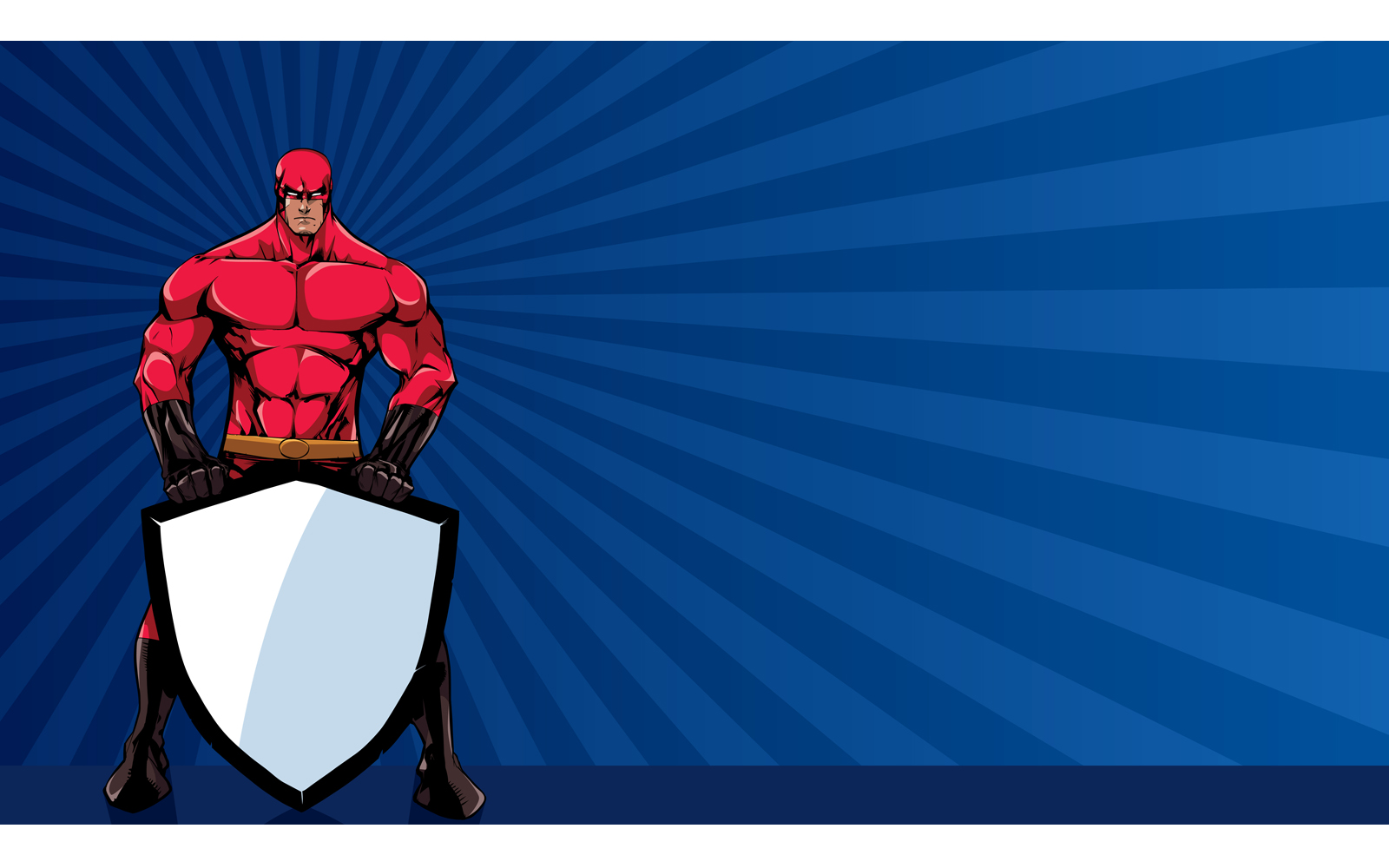 Superhero Holding Shield Ray Light Horizontal - Illustration