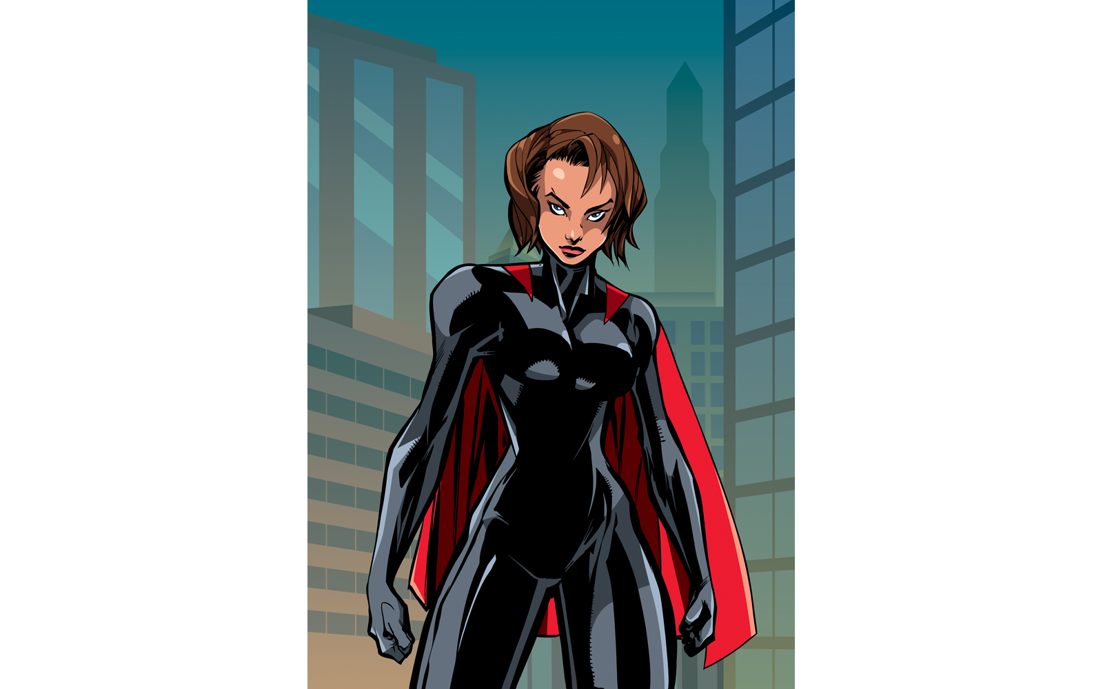 Superheroine Battle Mode City Vertical - Illustration