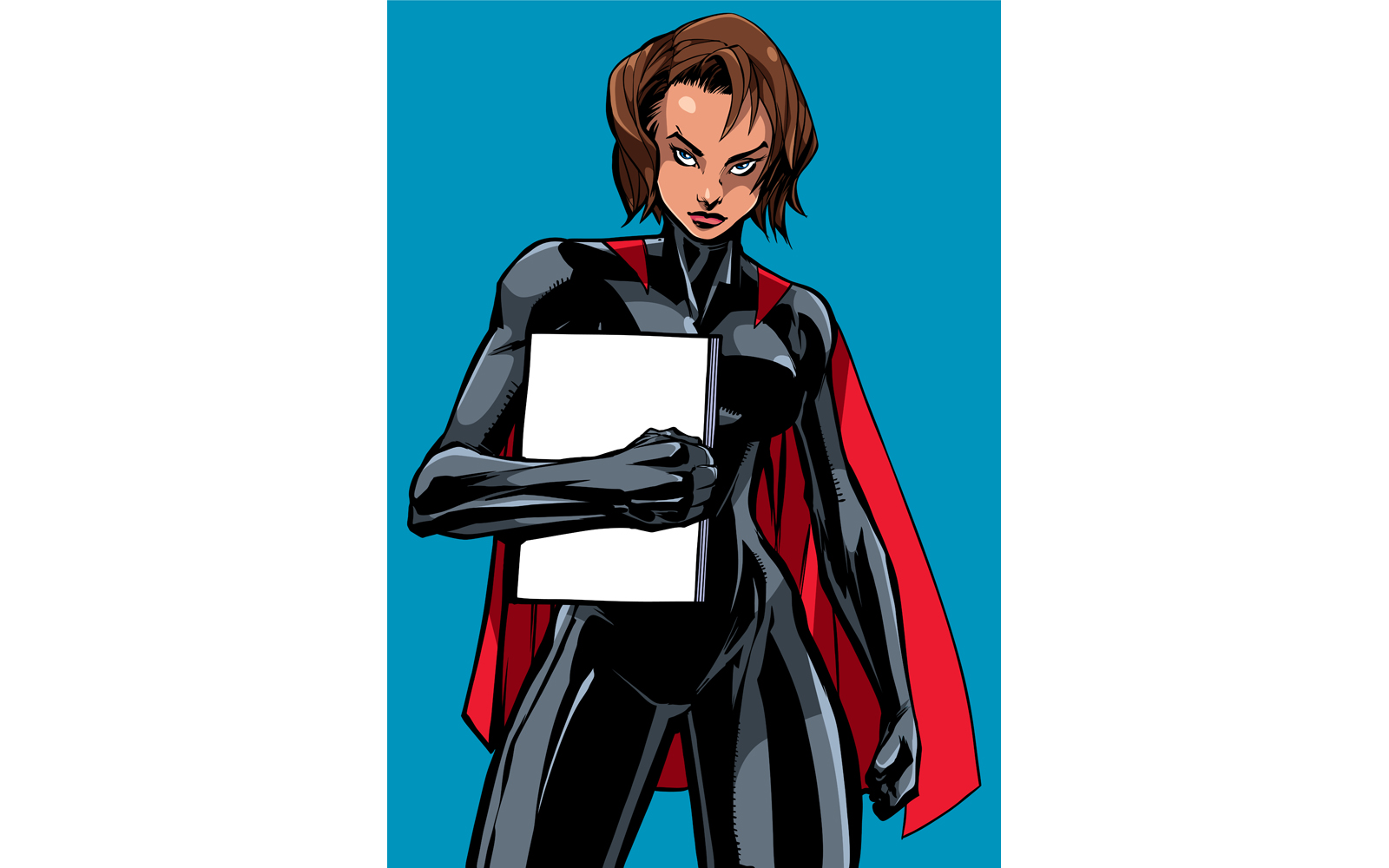 Superheroine Holding Book No Mask - Illustration