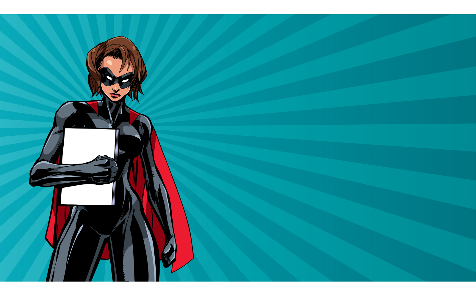 Superheroine Holding Book Ray Light - Illustration