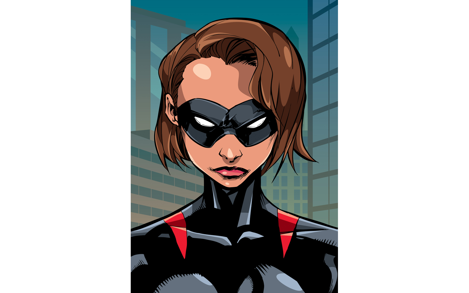 Superheroine Portrait in City - Illustration