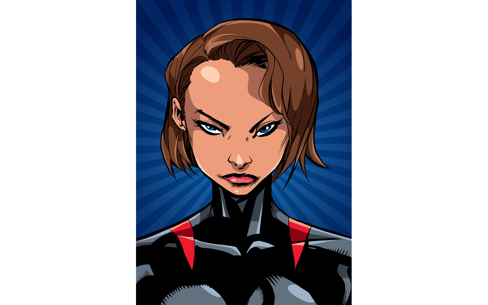 Superheroine Portrait Ray Light Vertical - Illustration