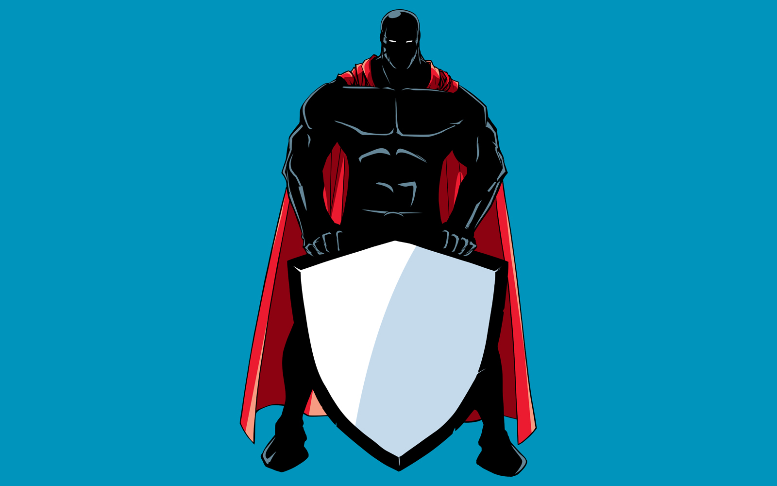 Superhero Holding Shield Silhouette - Illustration