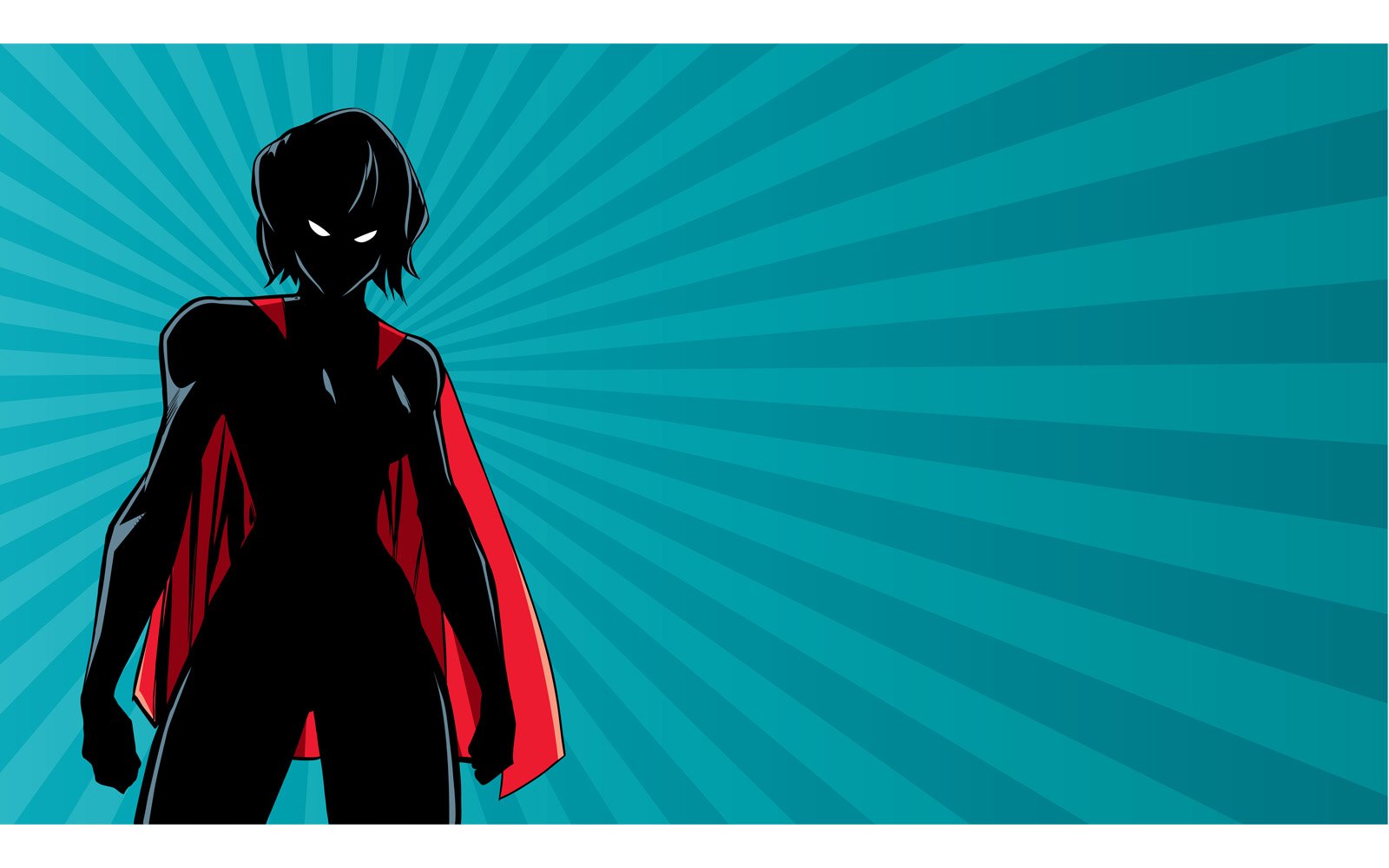 Superheroine Battle Mode Horizontal Silhouette - Illustration