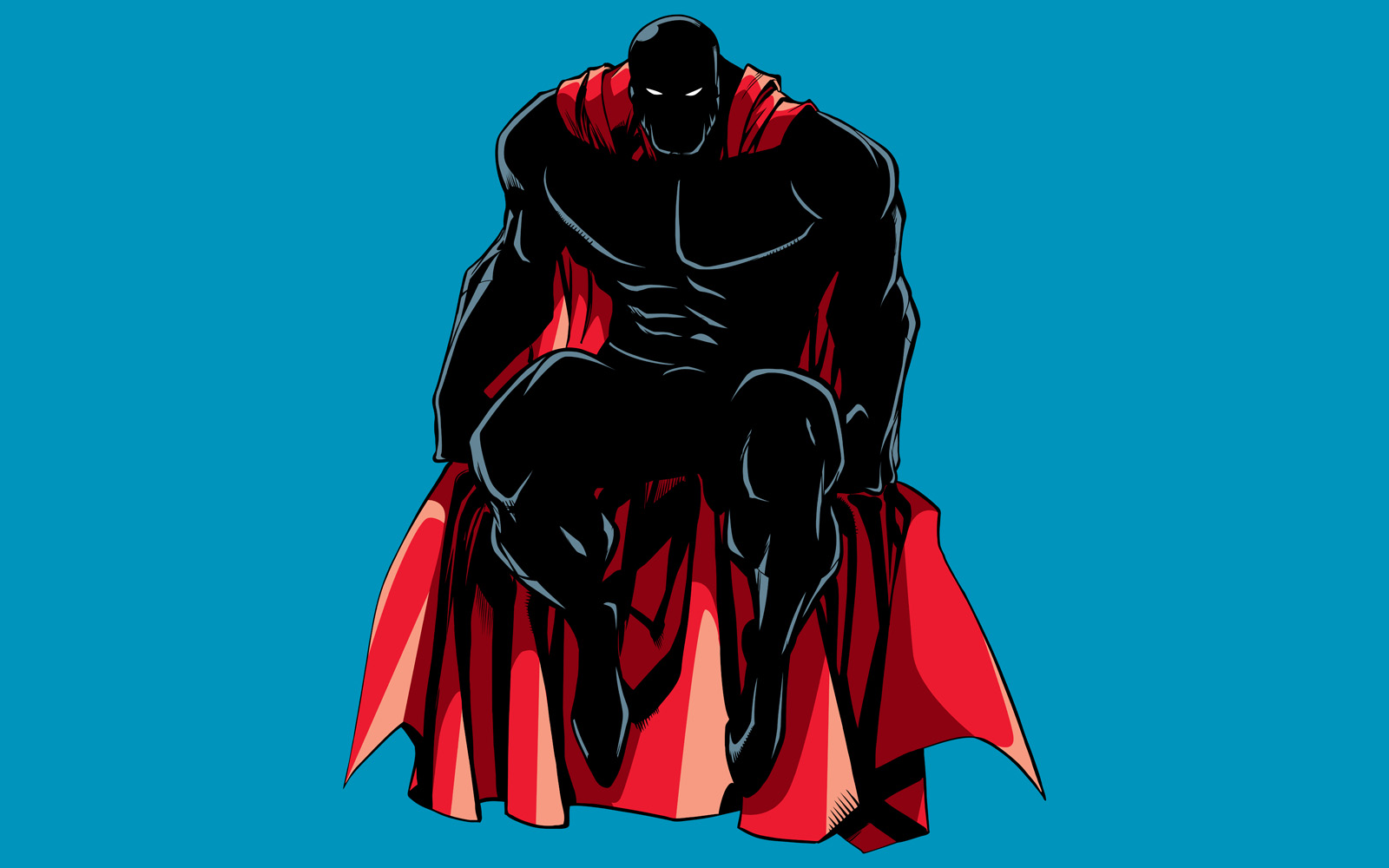 Superhero Sitting Silhouette - Illustration