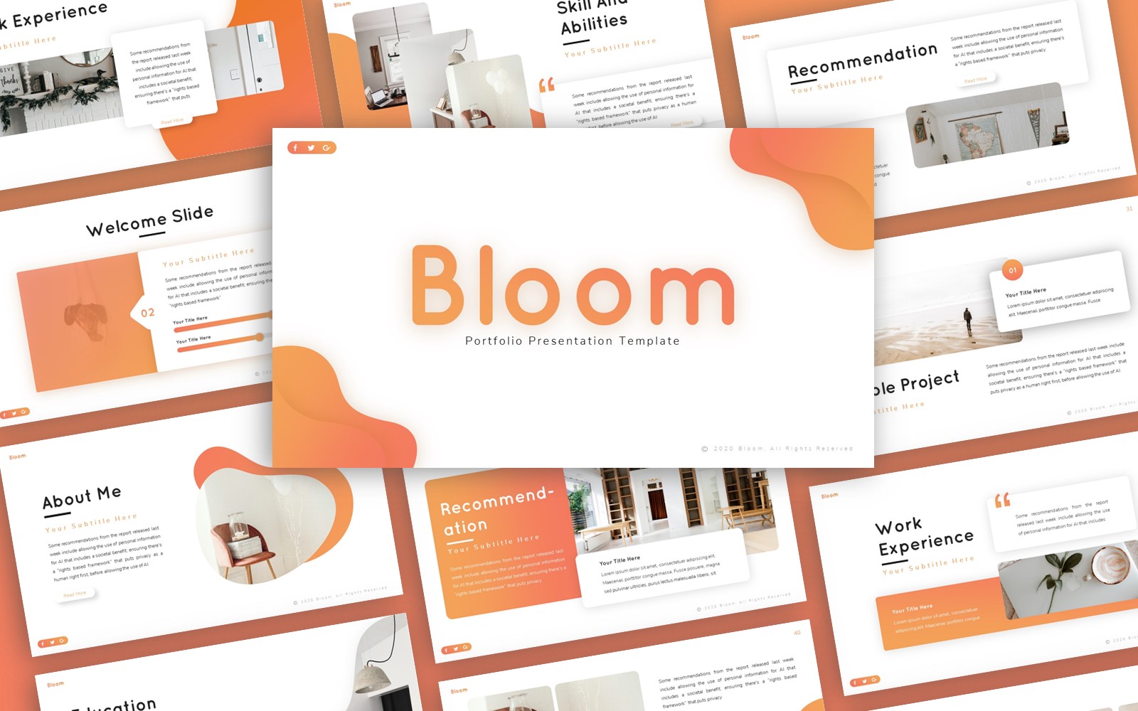Bloom Portfolio Presentation PowerPoint template