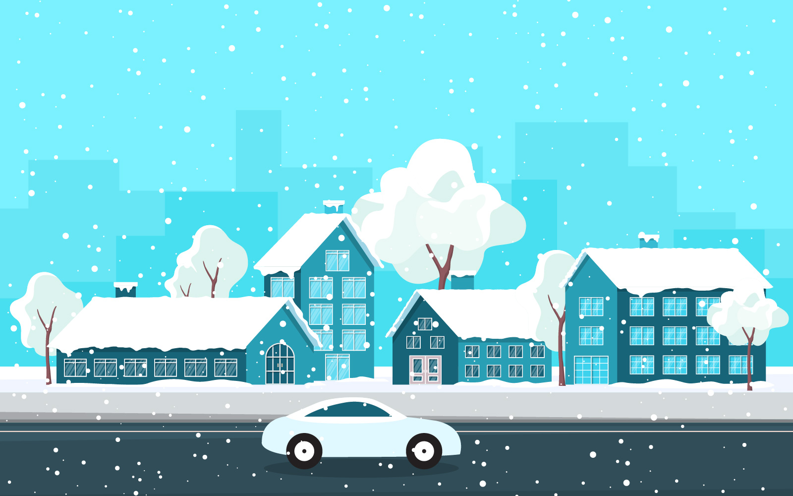 Winter City Building - Illustration