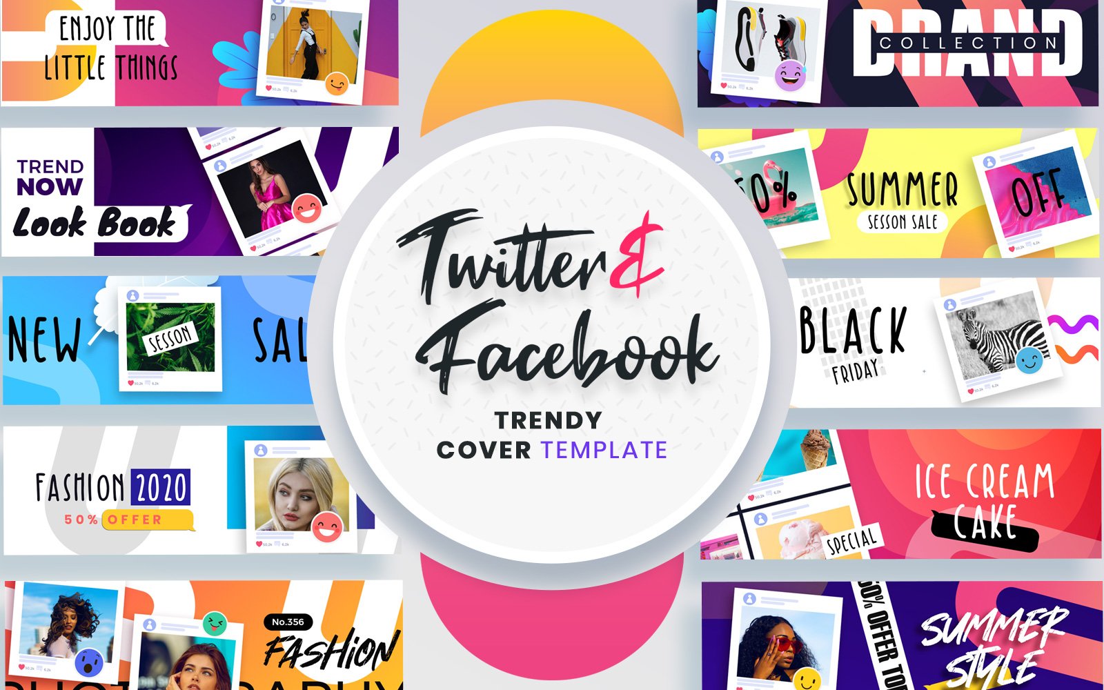 Facebook & Twitter Cover Social Media Template