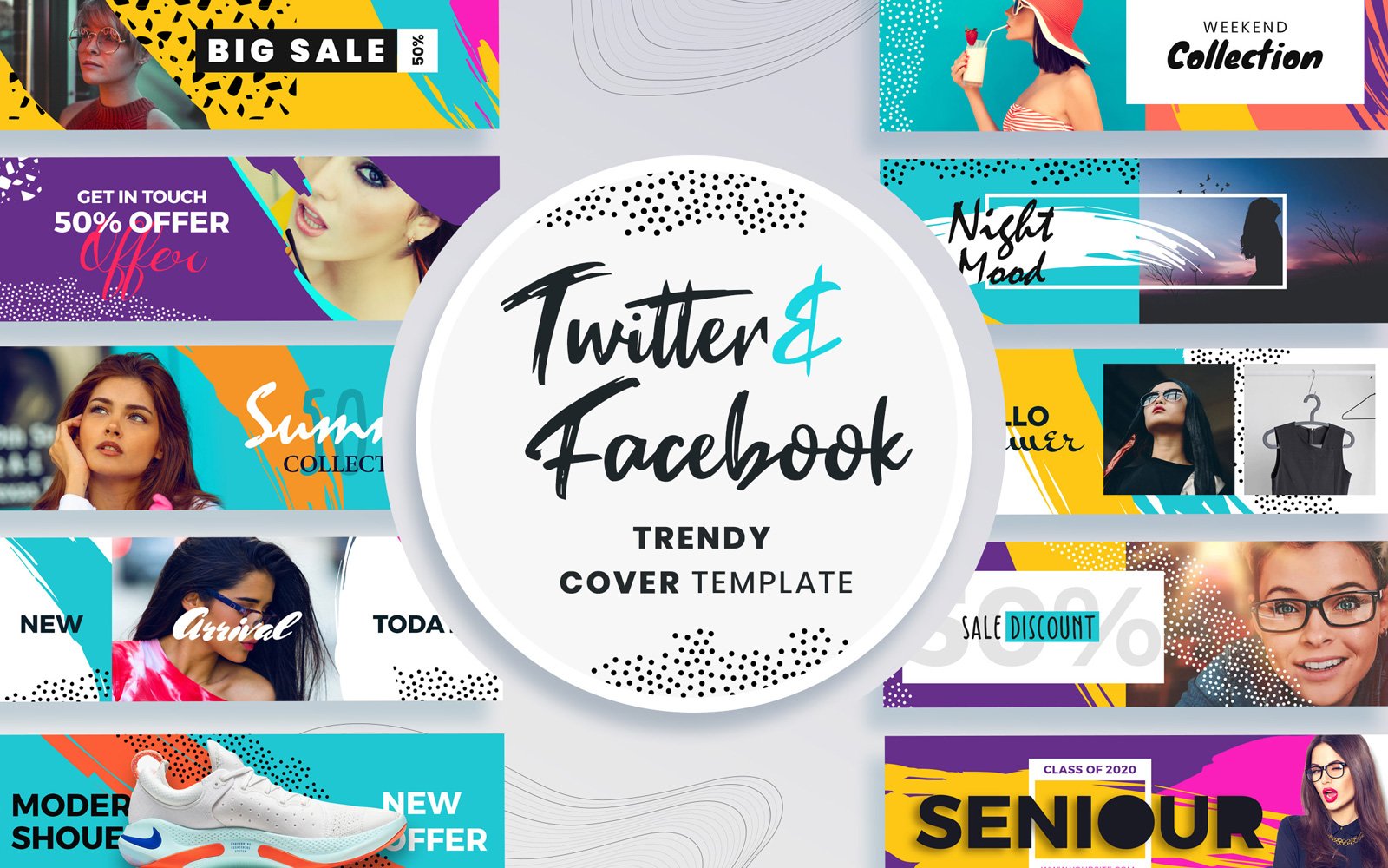 Facebook & Twitter Social Media Template