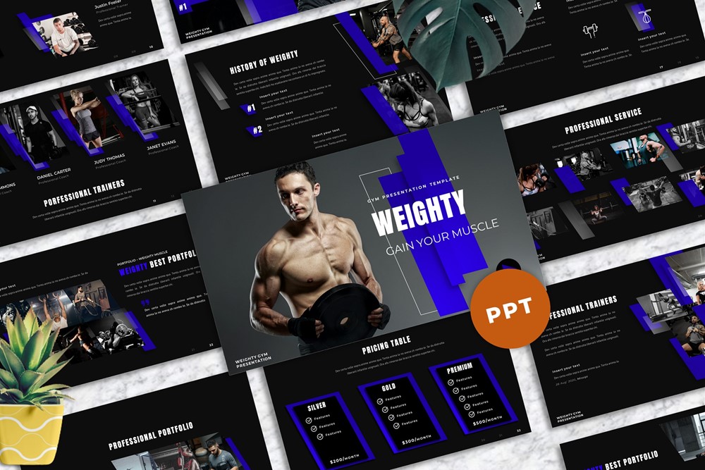 Weighty - Gym PowerPoint template
