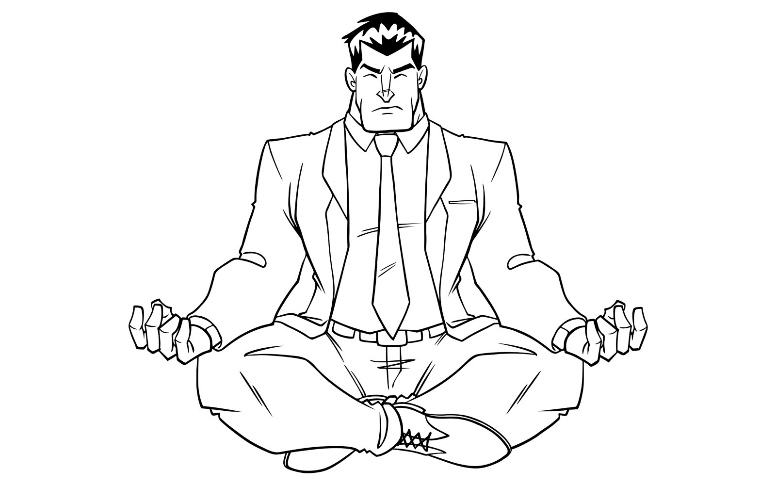 Businessman Meditating Line Art - Illustration