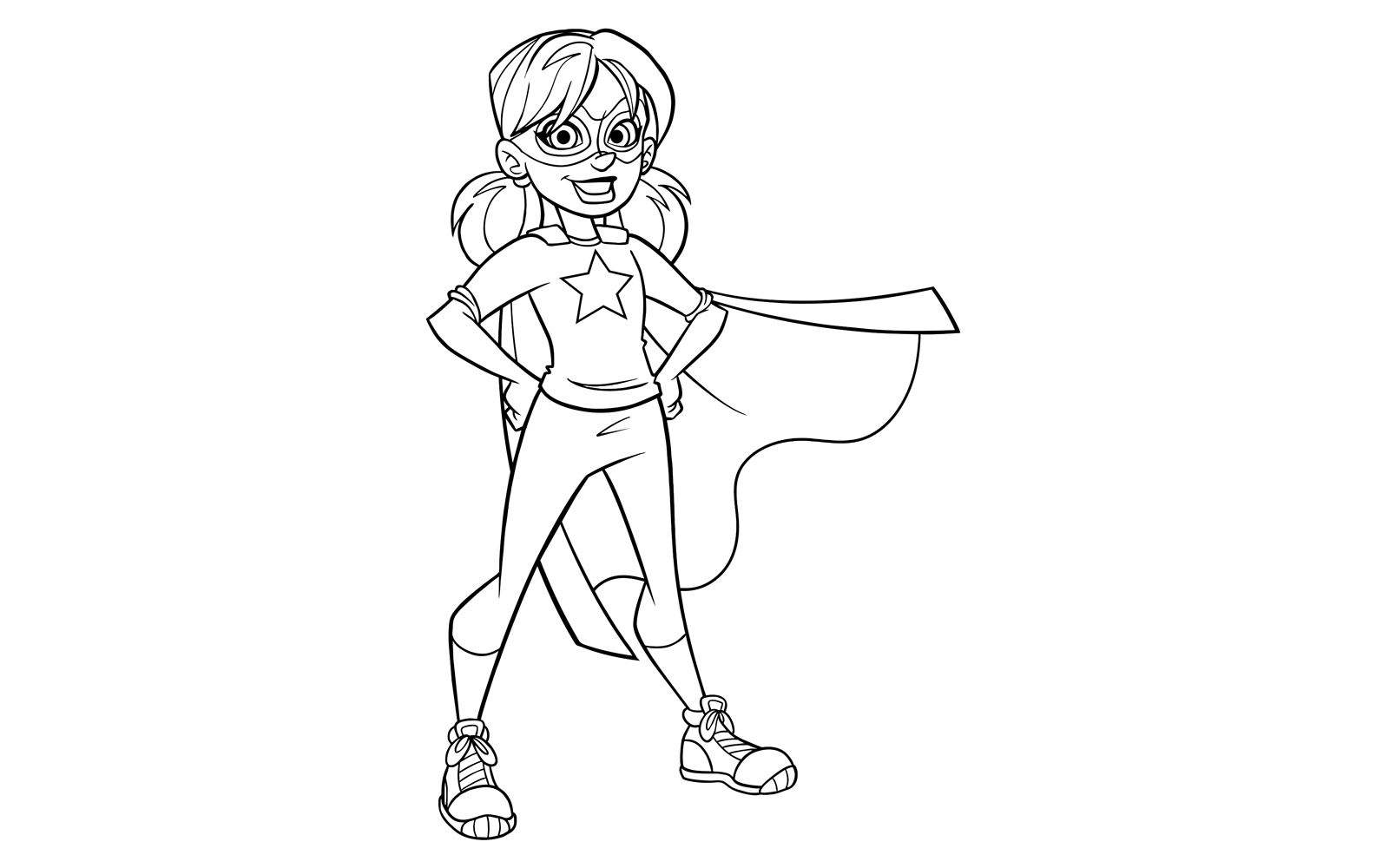 Little Super Girl Line Art - Illustration