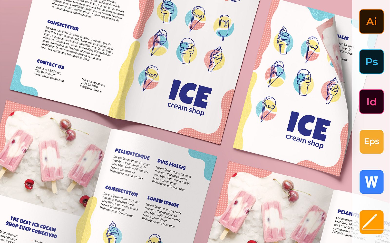 Ice Cream Shop Brochure Bifold - Corporate Identity Template