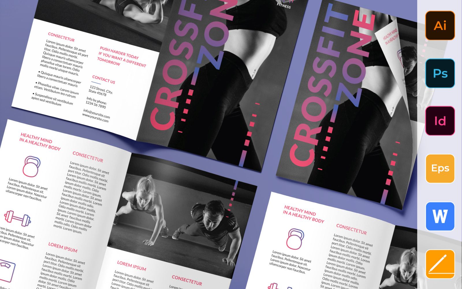 Fitness Studio Brochure Bifold - Corporate Identity Template