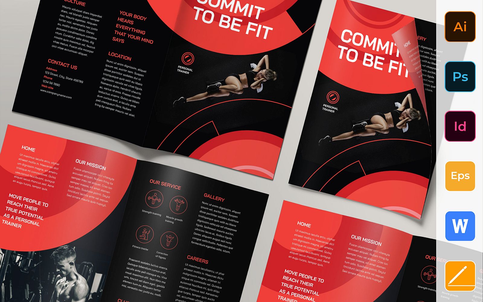 Personal Trainer Brochure Bifold - Corporate Identity Template
