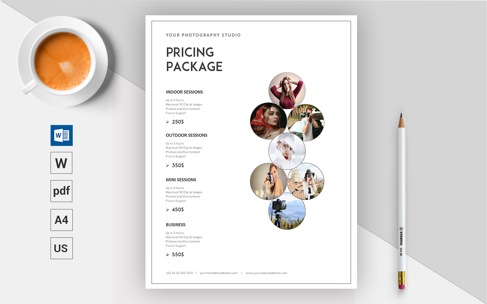 Photography Pricing List - Corporate Identity Template