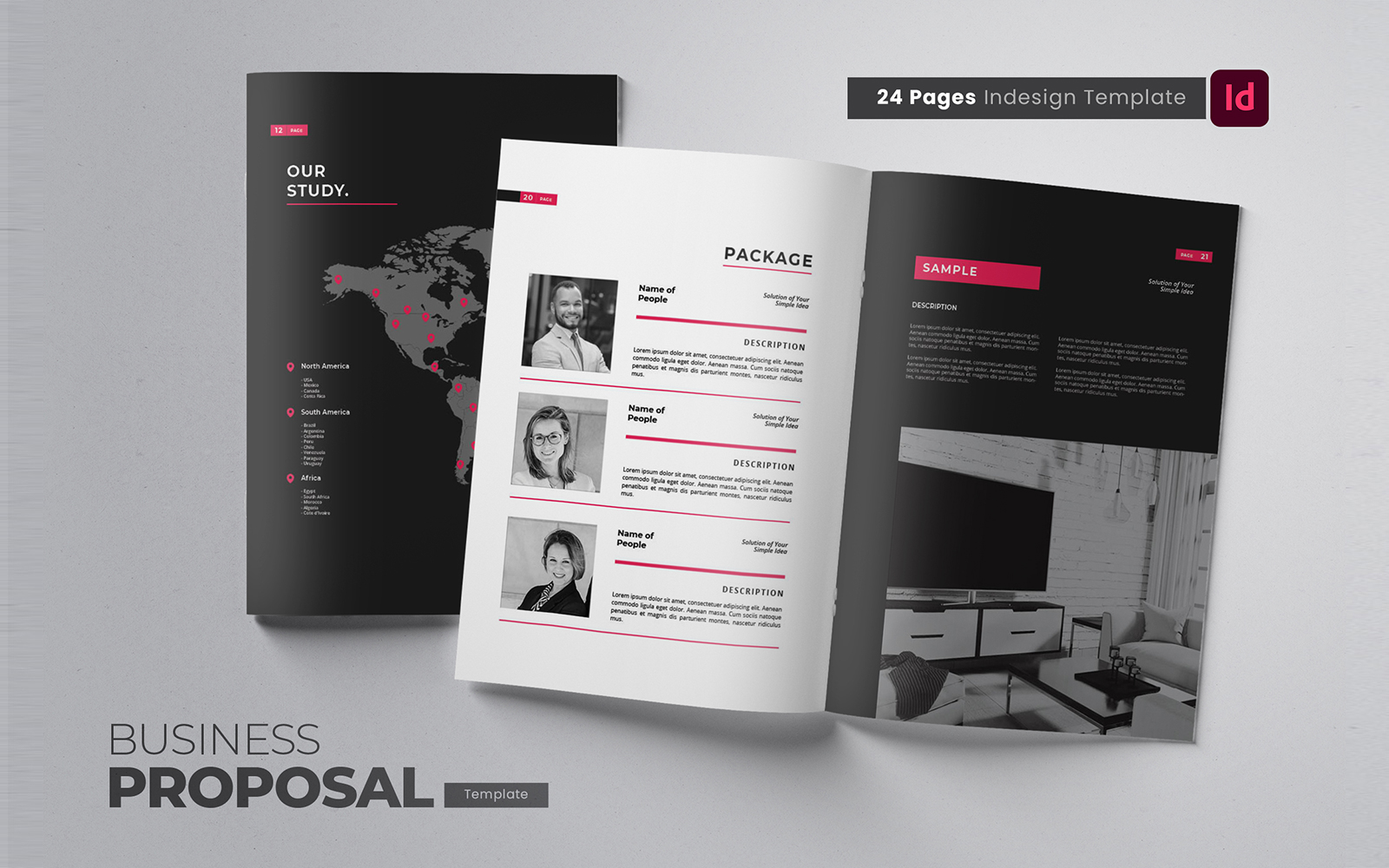 Creative Company Proposal Indesign Template - Black and White Design