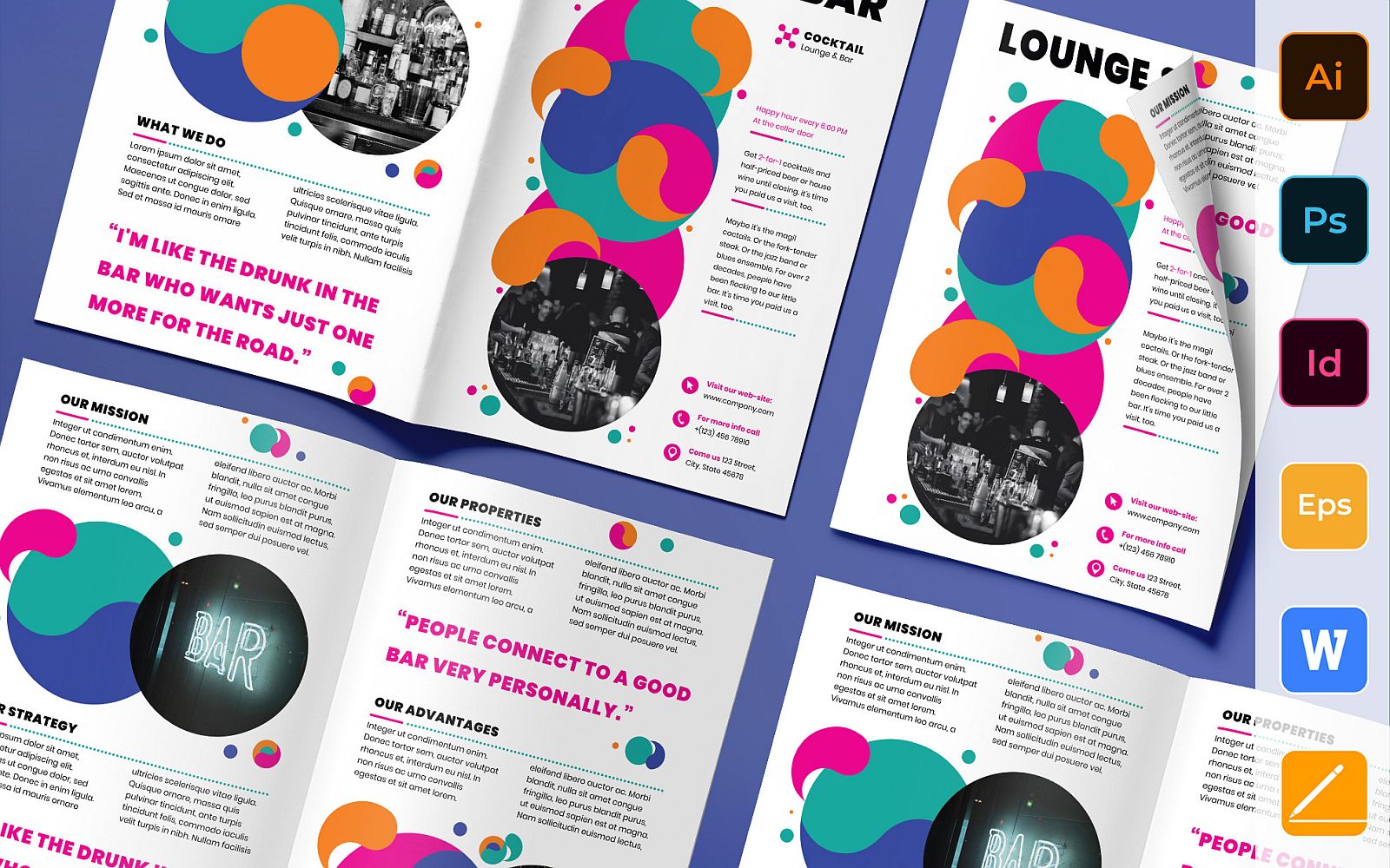 Lounge Bar Brochure Bifold - Corporate Identity Template