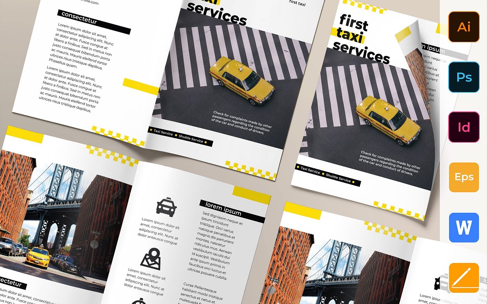 Taxi Service Brochure Bifold - Corporate Identity Template