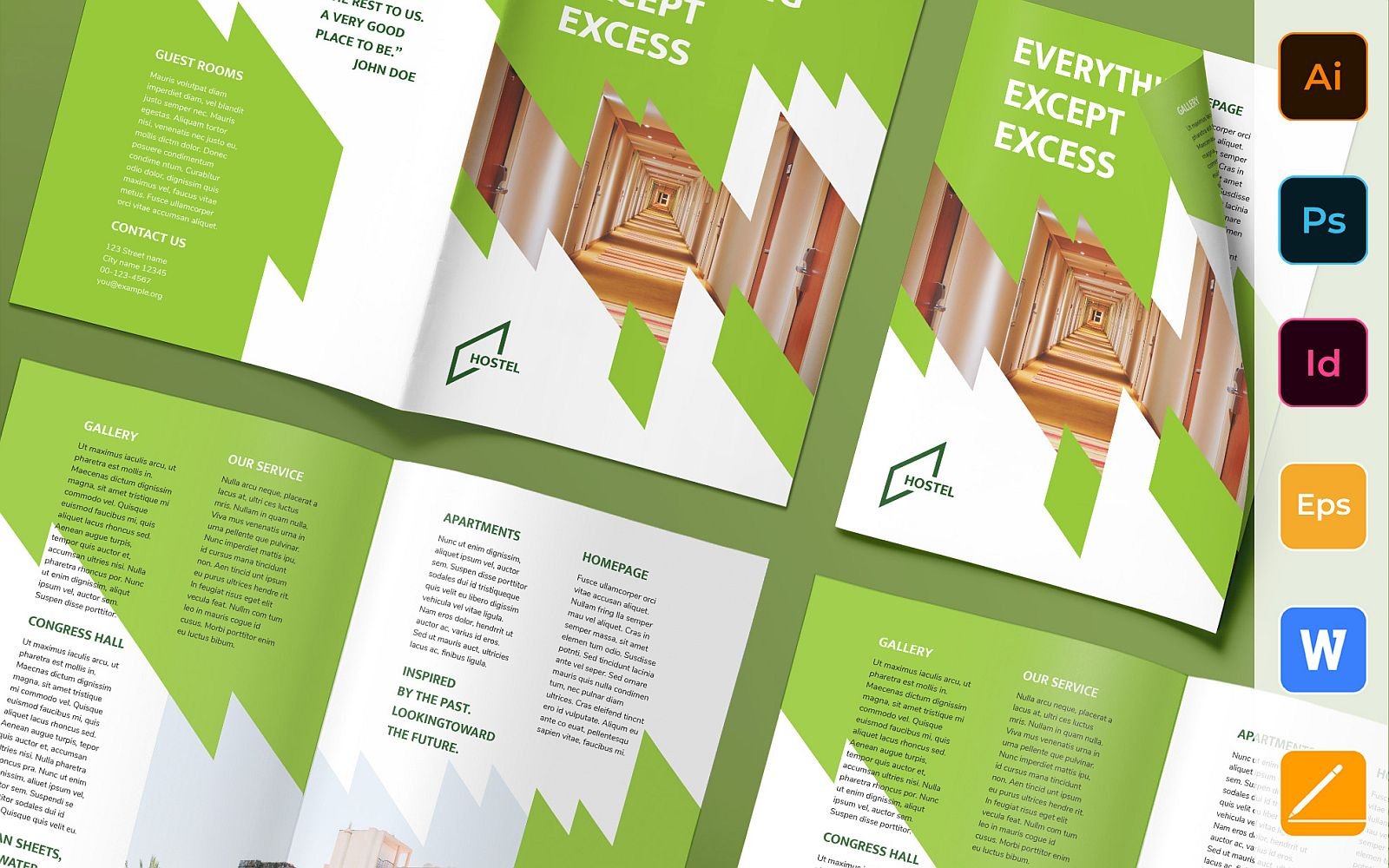 Hostel Brochure Bifold - Corporate Identity Template