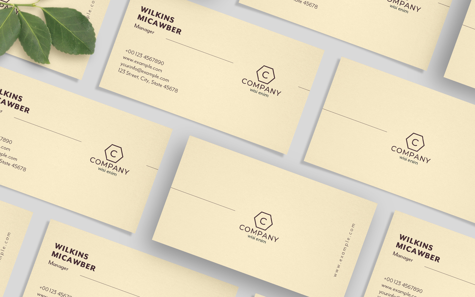 Business Card Layout with Pale Yellow Accents - Corporate Identity Template
