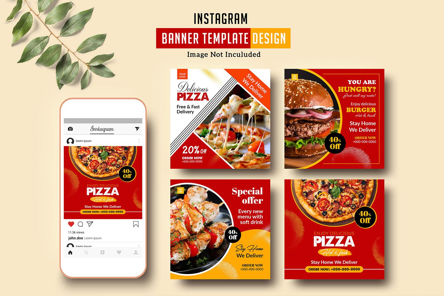 Restaurant Instagram Promotional Banner Social Media Template