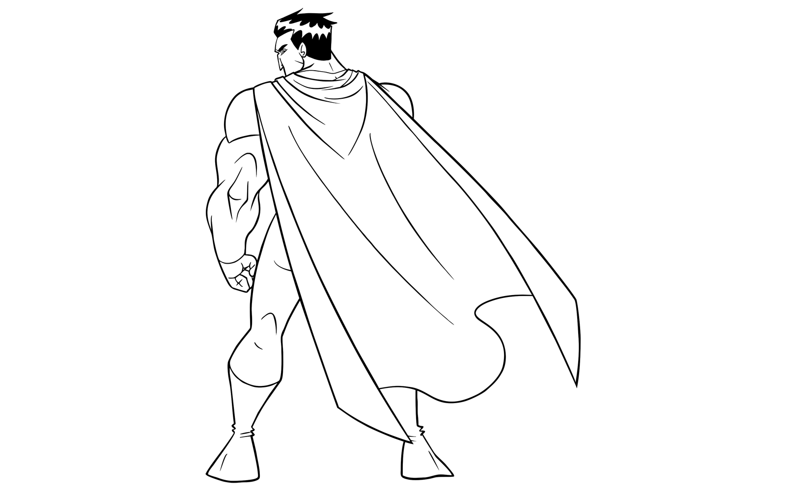 Superhero Battle Mode Back Line Art - Illustration