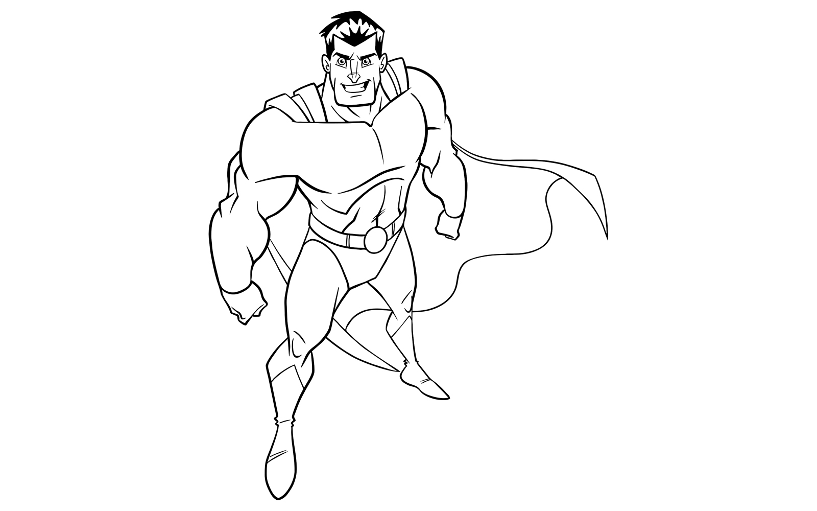 Superhero From Above Line Art - Illustration